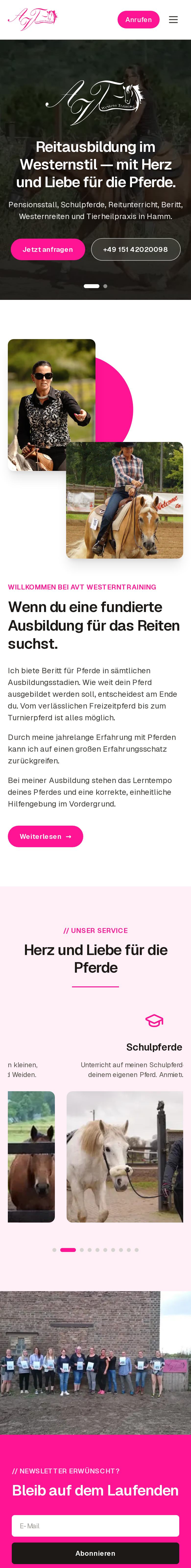 Startseite von AvT Westerntraining auf dem Smartphone