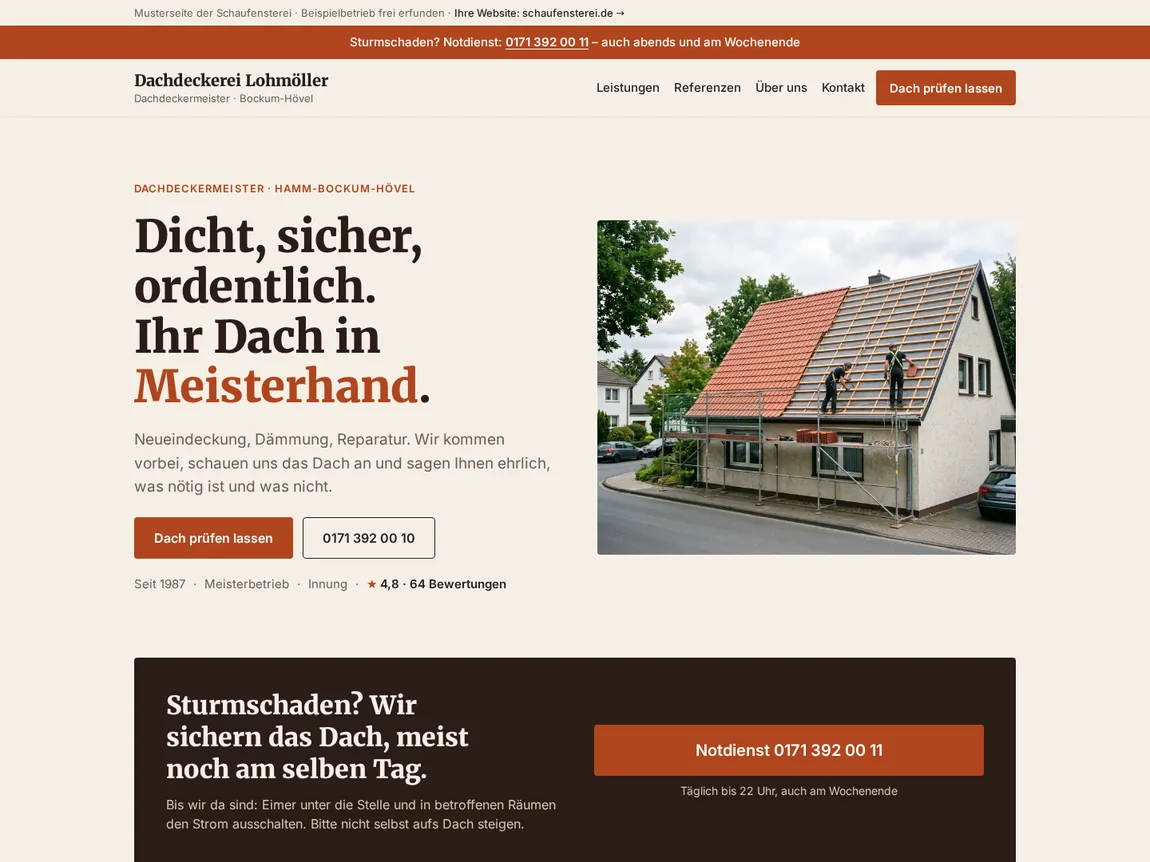 Musterseite Dachdeckerei Lohmöller