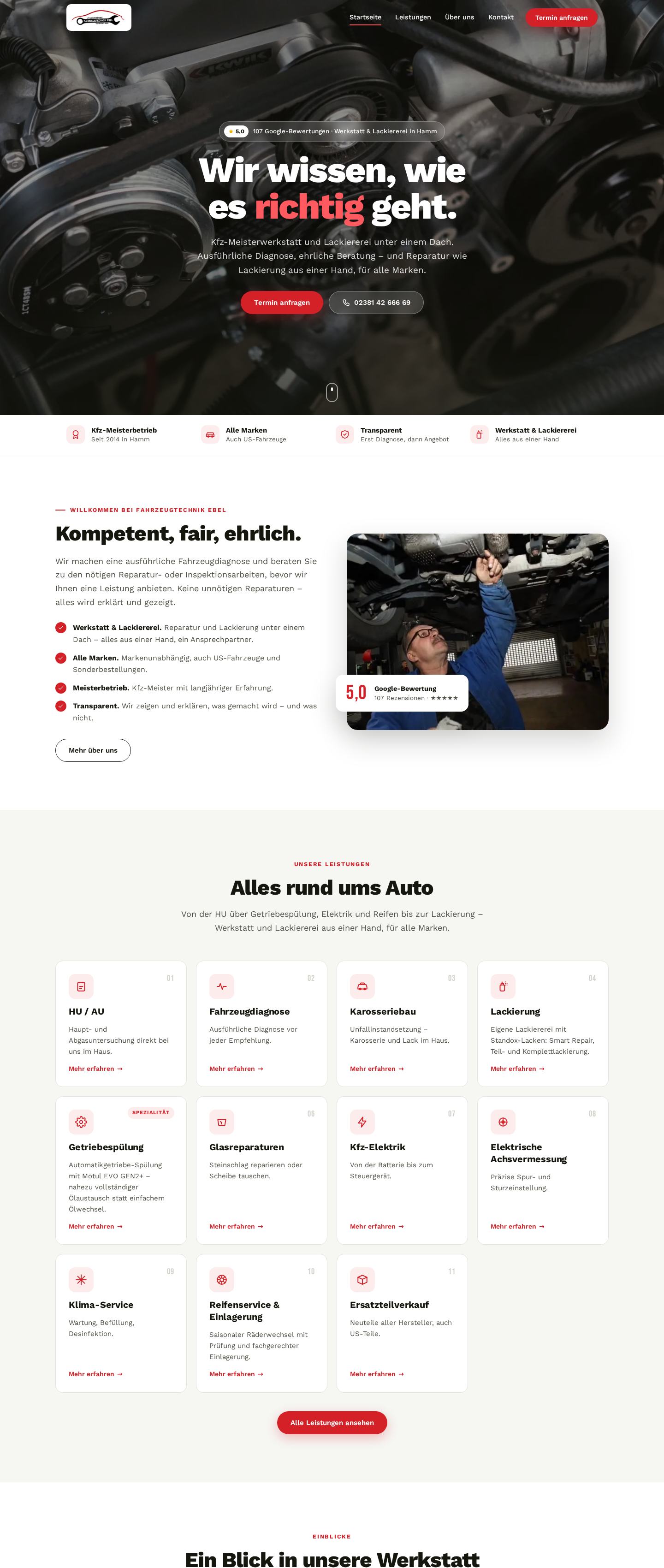 Startseite von Fahrzeugtechnik Ebel auf dem Rechner