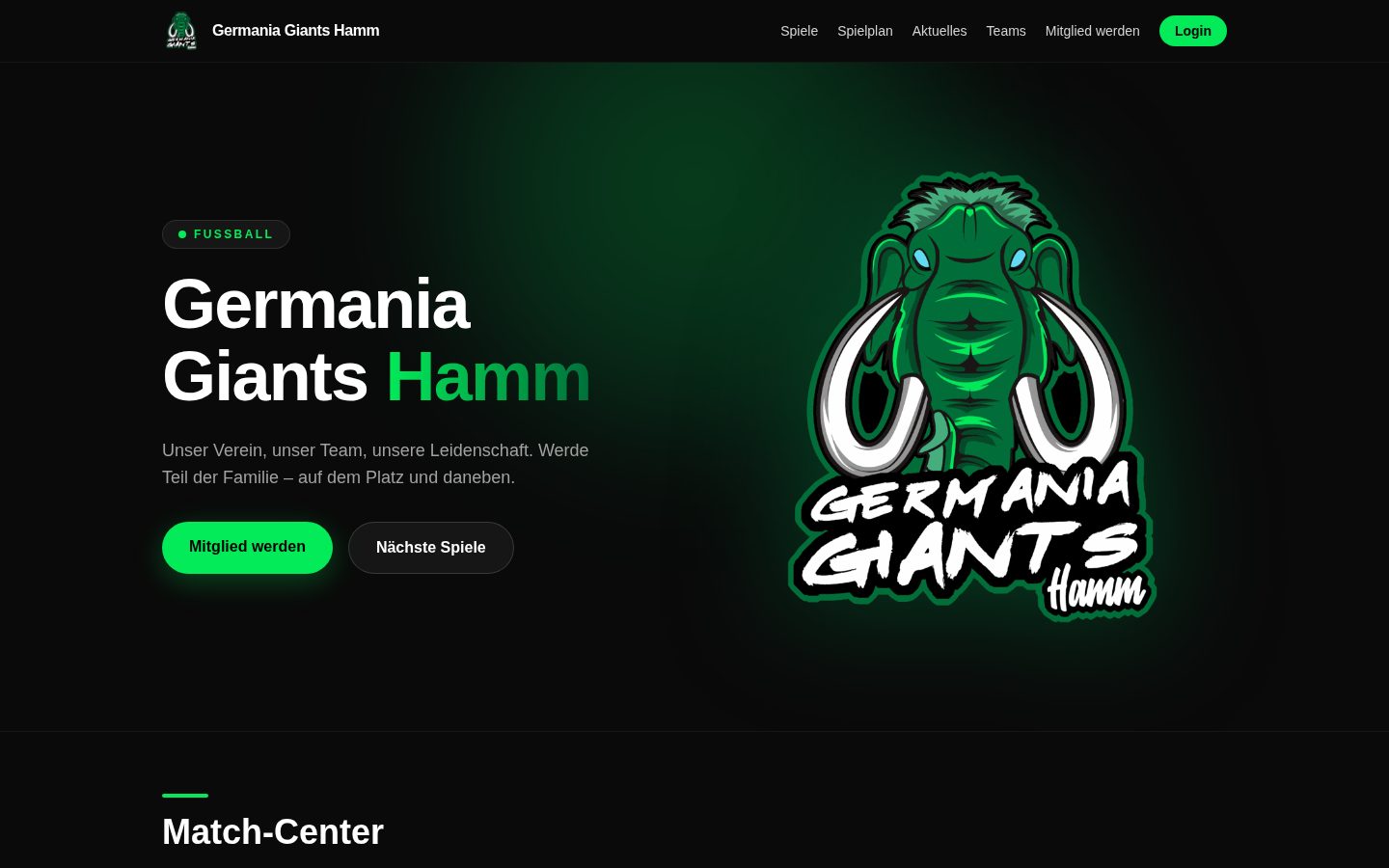 Website von Germania Giants Hamm
