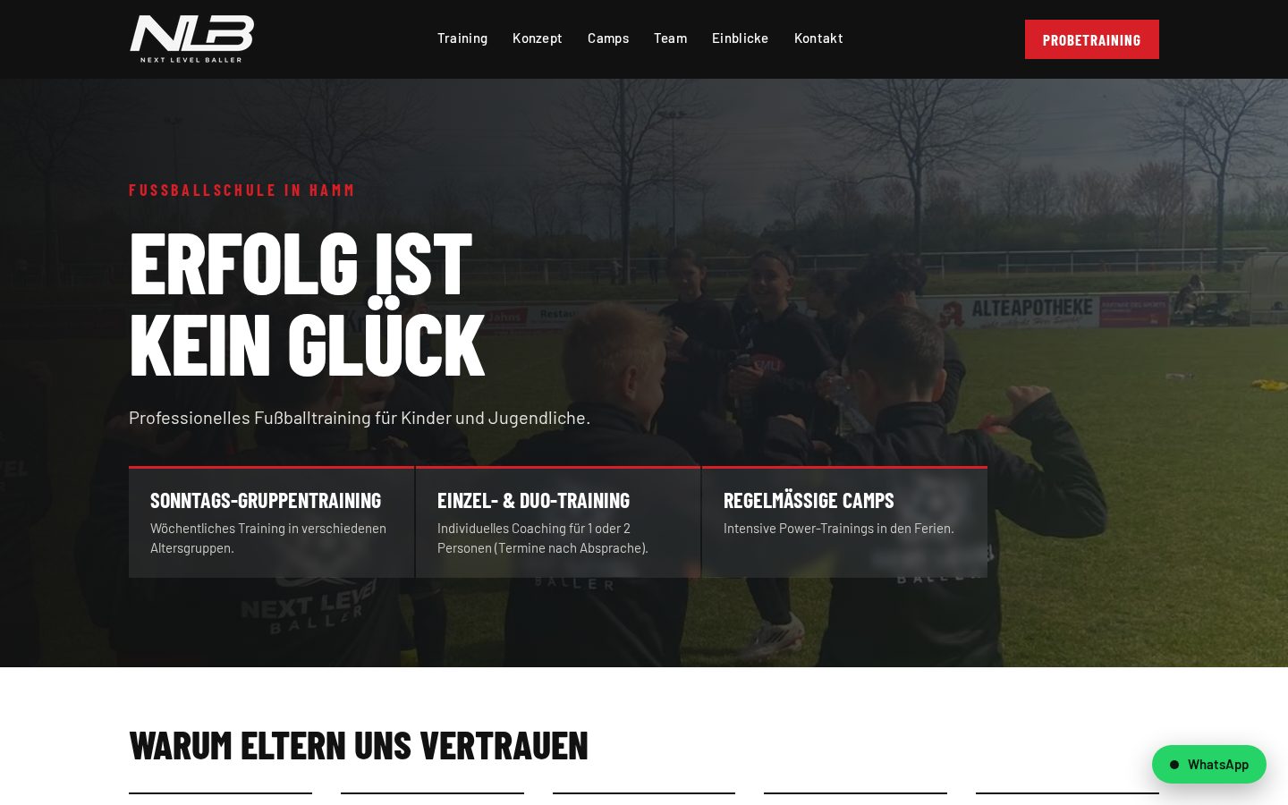 Website von Next Level Baller