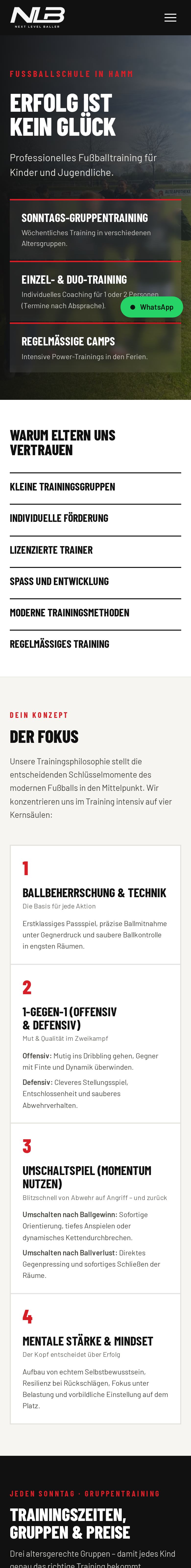 Startseite von Next Level Baller auf dem Smartphone