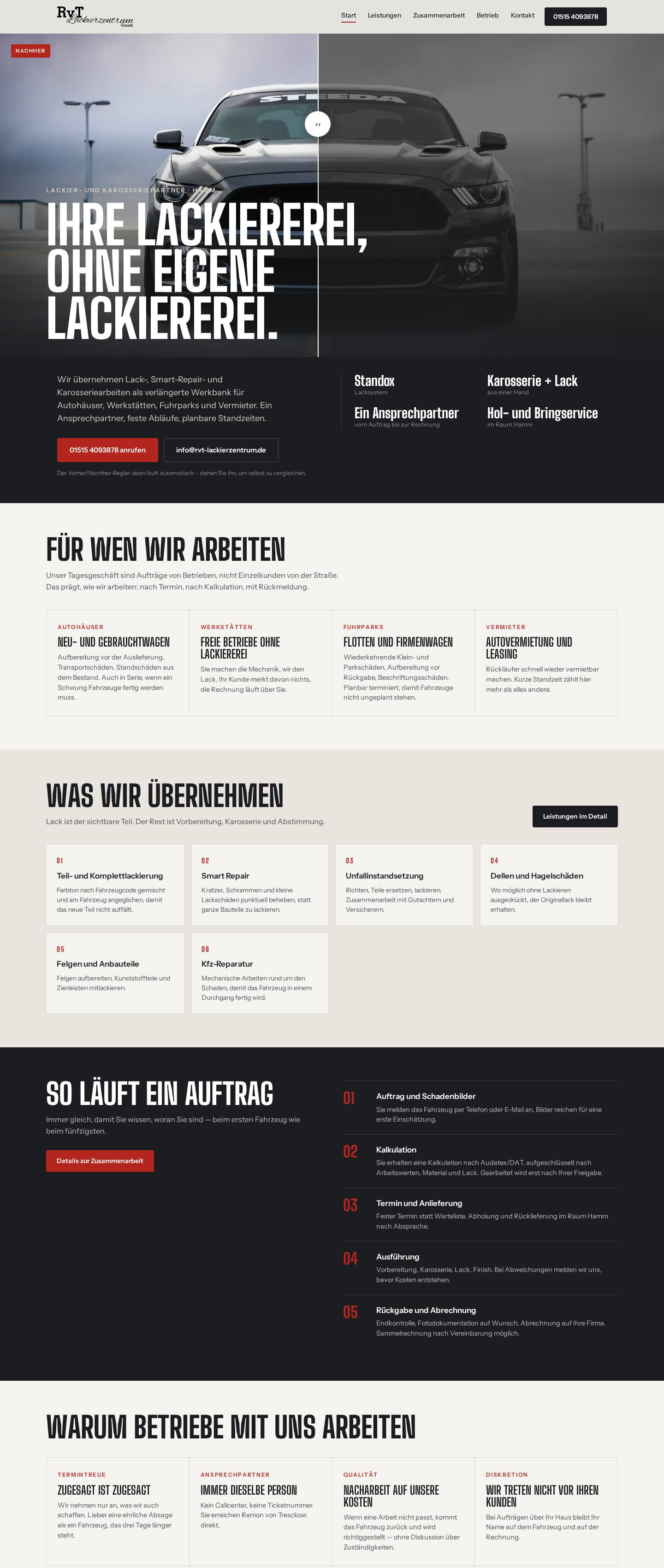 Startseite von RvT Lackierzentrum auf dem Rechner