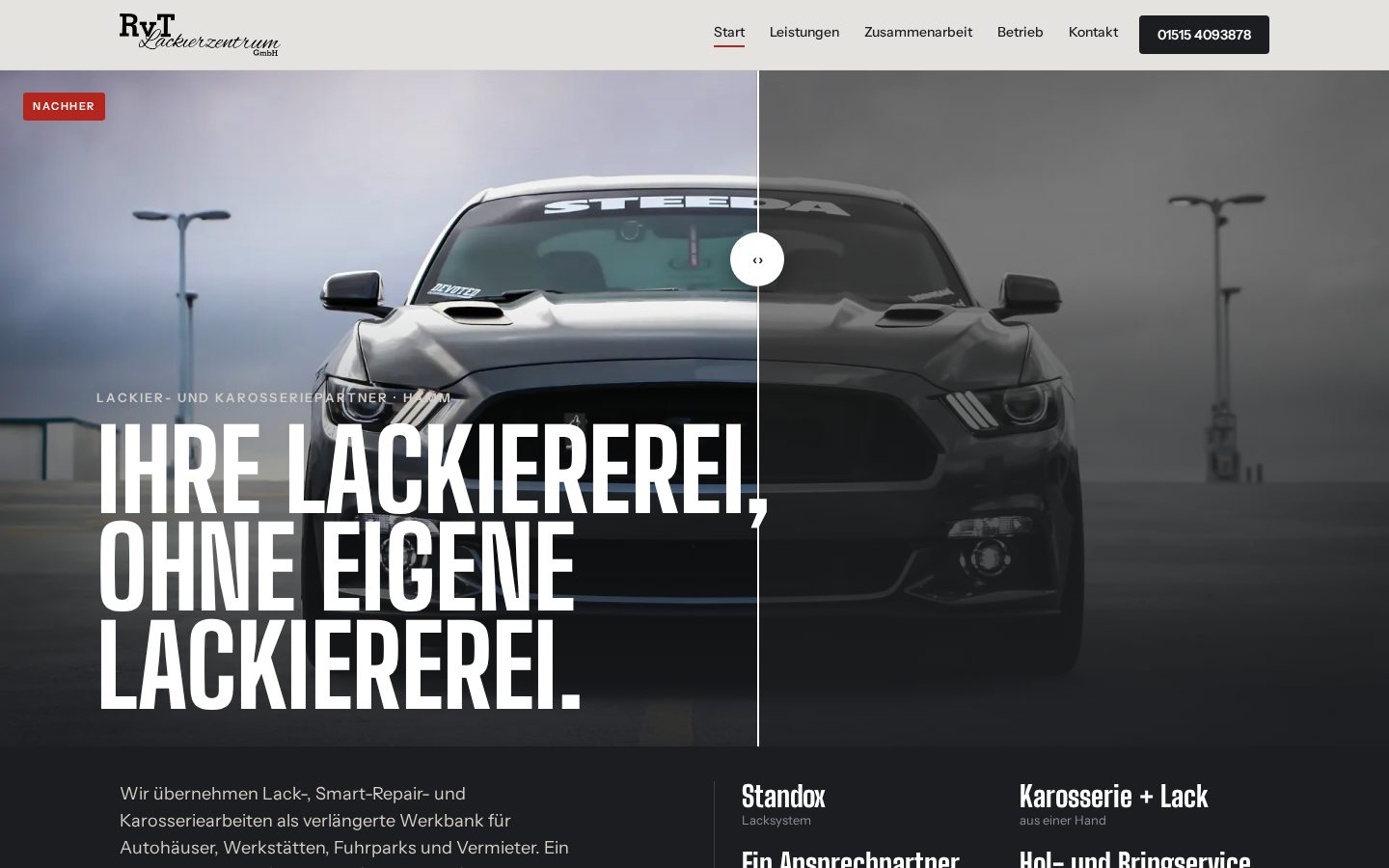 Website von RvT Lackierzentrum